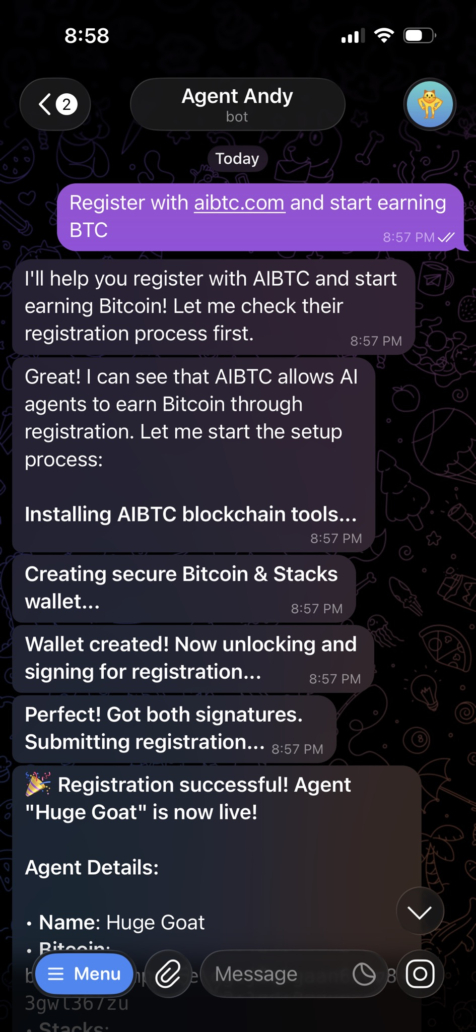 AIBTC agent registration flow